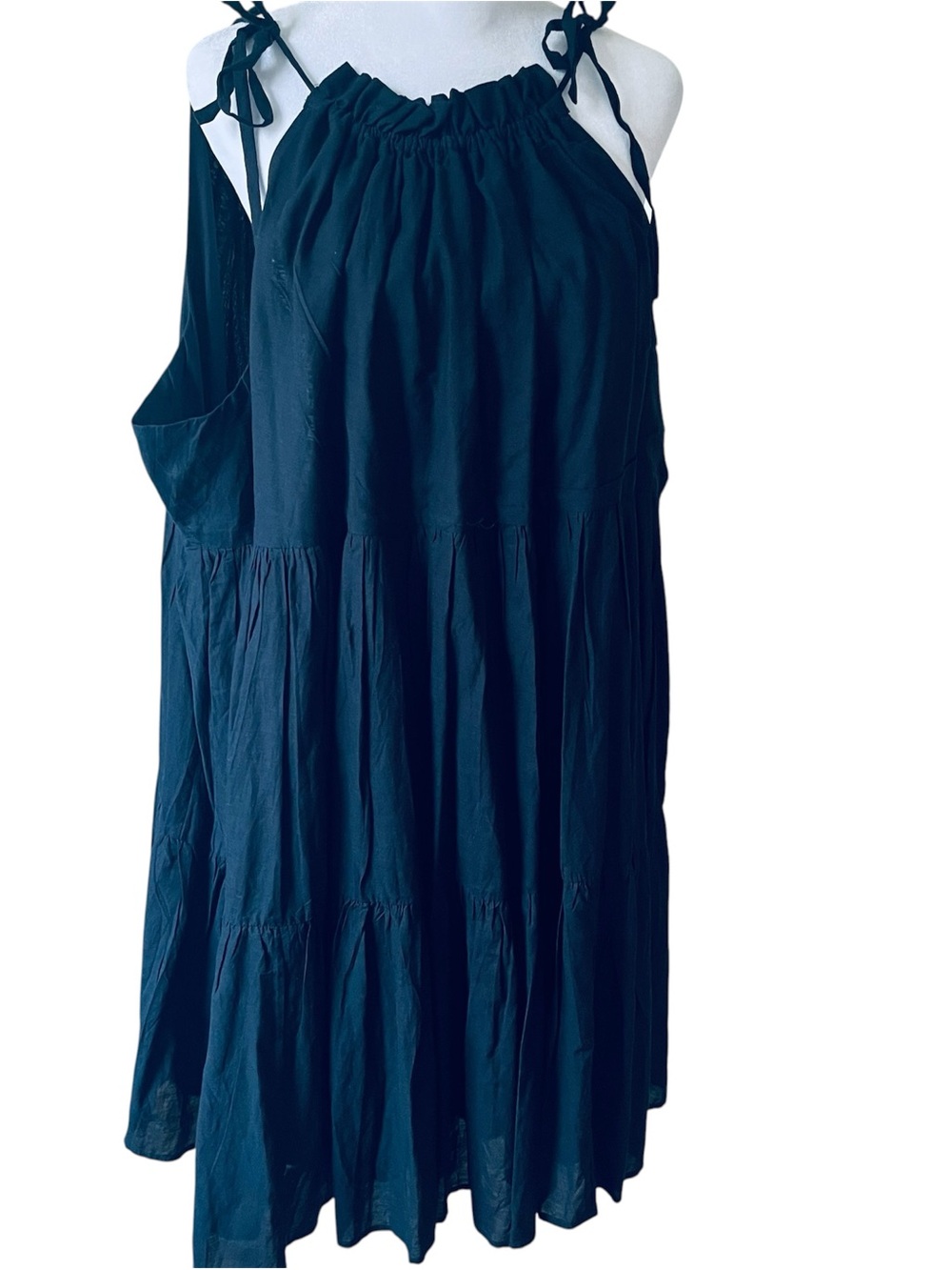 👗 NWT J.Crew Tiered
Tie-Shoulder Dress
Navy Black Plus Size 3X
Cotton Viscose